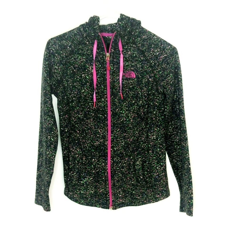 The North Face Womens XS Multicolor Pink Trim Zip-Up Hooded Light Jacket